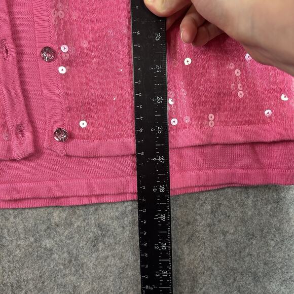 Quacker Factory Sweater Womens Medium Hot Pink Sequin Cardigan And Tank - Picture 2 of 11
